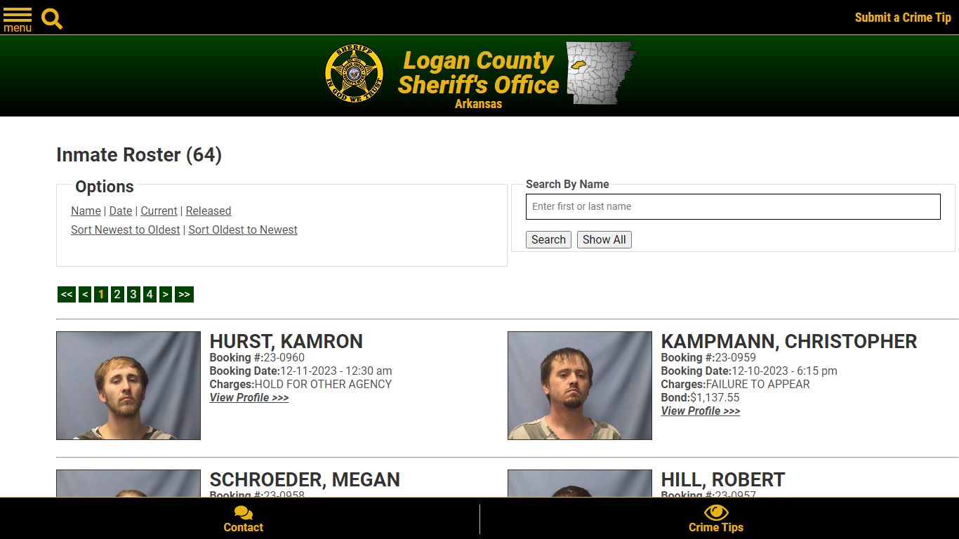 Inmate Roster - Current Inmates Booking Date Descending - Logan County ...